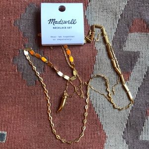 Madewell Necklace Set | Horn Pendant & Mixed Chain